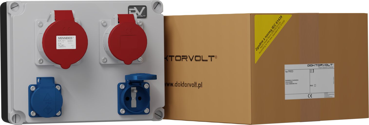 Doktorvolt Rozdzielnica budowlana FRED 32A 16A 2x230V gniazda Mennekes Doktorvolt 2343