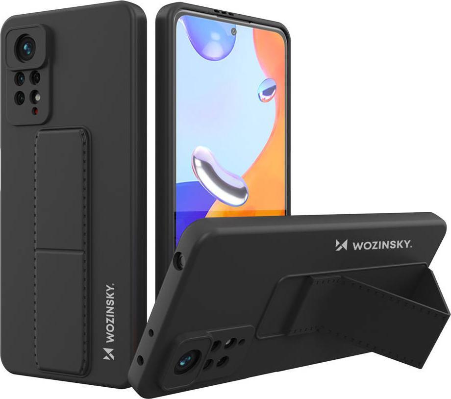 Wozinsky Kickstand Case elastyczne silikonowe etui z podstawką Xiaomi Poco X4 Pro 5G czarny