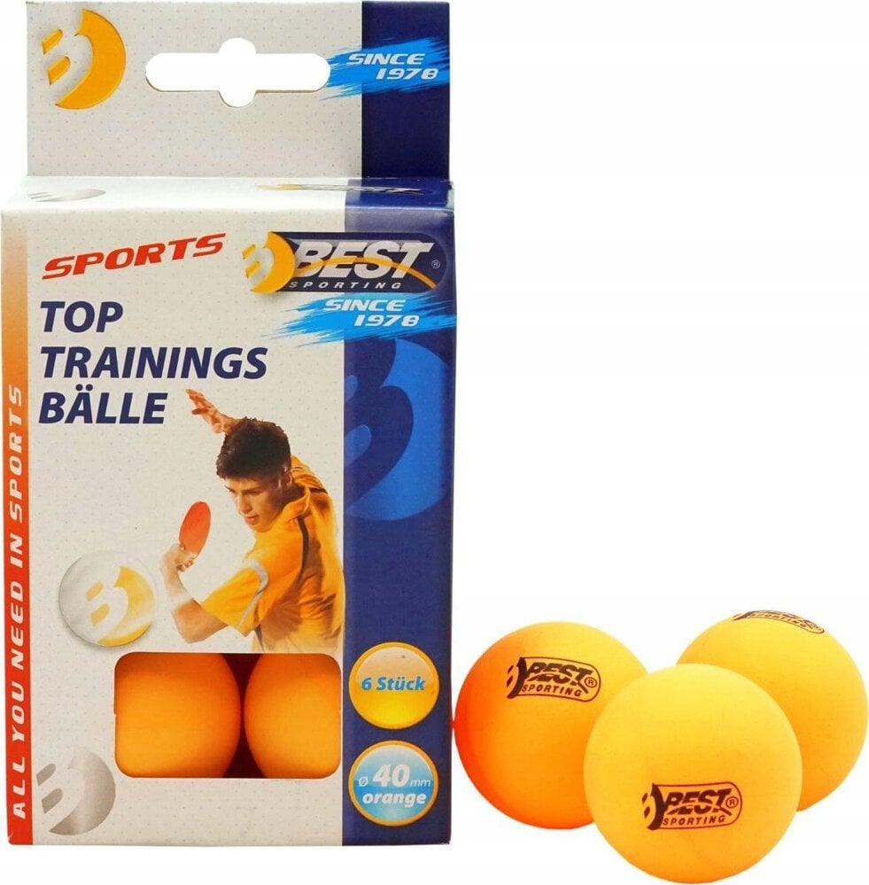 Best Sporting Zestaw 6 pomarańczowych piłeczek do tenisa stołowego średnica 40mm klasa 1 BEST Sporting 23111