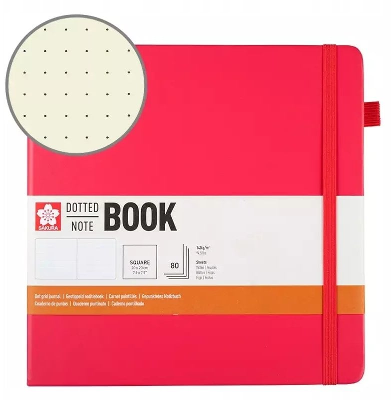 Sakura Dotted Hard Cover Notebook 20x20 cm Plum Blossom