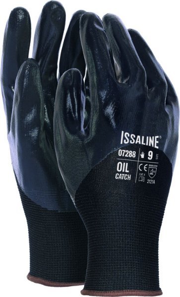 INDUSTRIAL STARTER IS-07288 - Rękawice z nylonu z warstwą nitrylu OIL CATCH 9