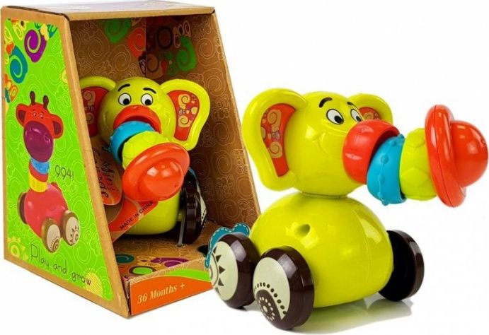 Lean Sport Import LEANToys Samochodzik Autko Słoń dla Niemowlaka Ruchoma Trąba