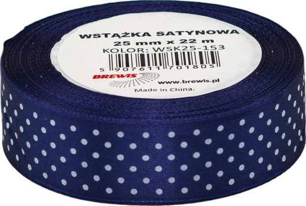 BREWIS Wstążka satynowa BREWIS kropki 25mm WSK25-153 Brewis