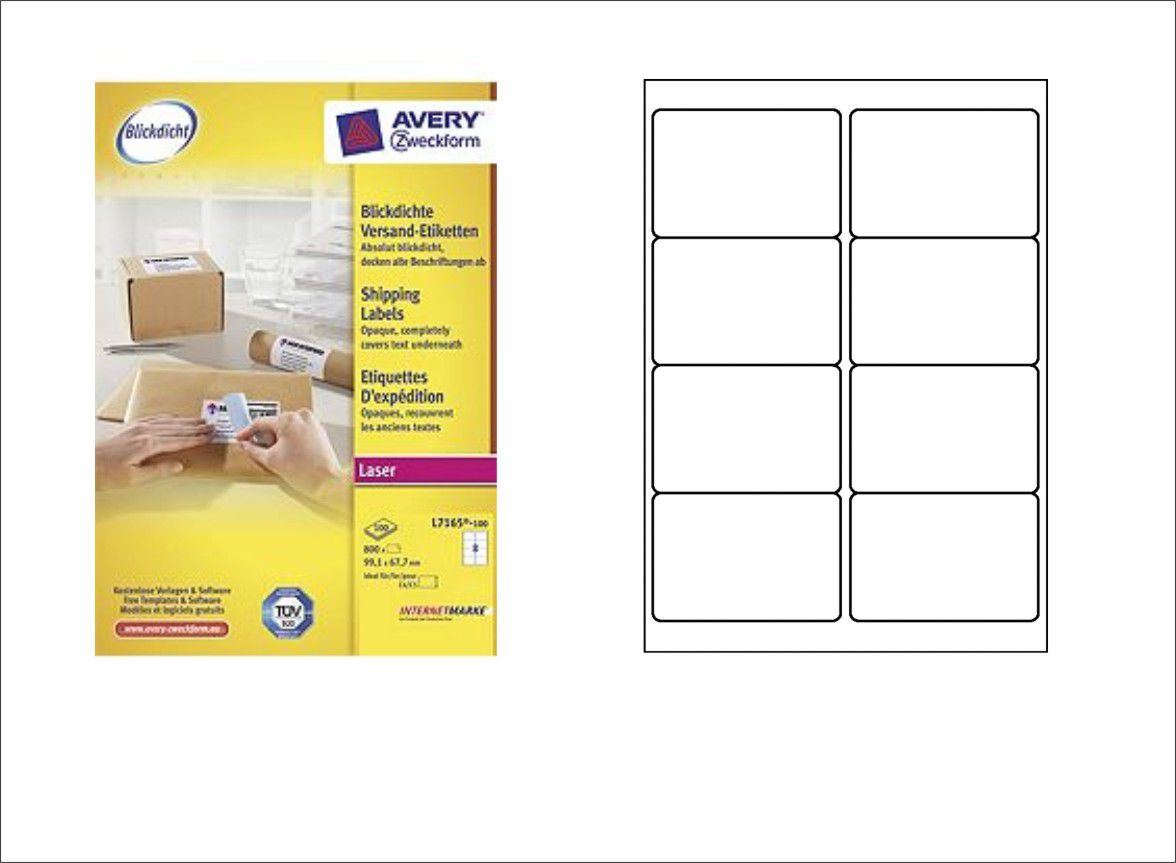 Avery Zweckform ETYK.ZF 7165 99.1X67,7 100 ARK. ETYKIETA - L7165-100