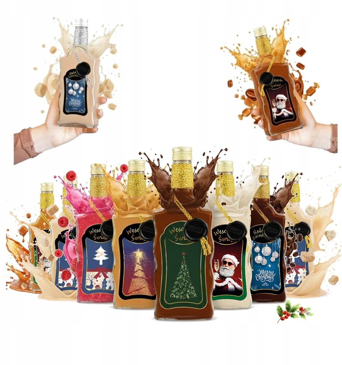 10X BUTELKI FALA 500ML PREMIUM ŚWIĄTECZNA ZDOBIONA BUTELKA BOŻE NARODZENIE