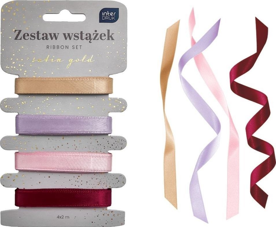 Zestaw wstążek 4x2m Satin Gold