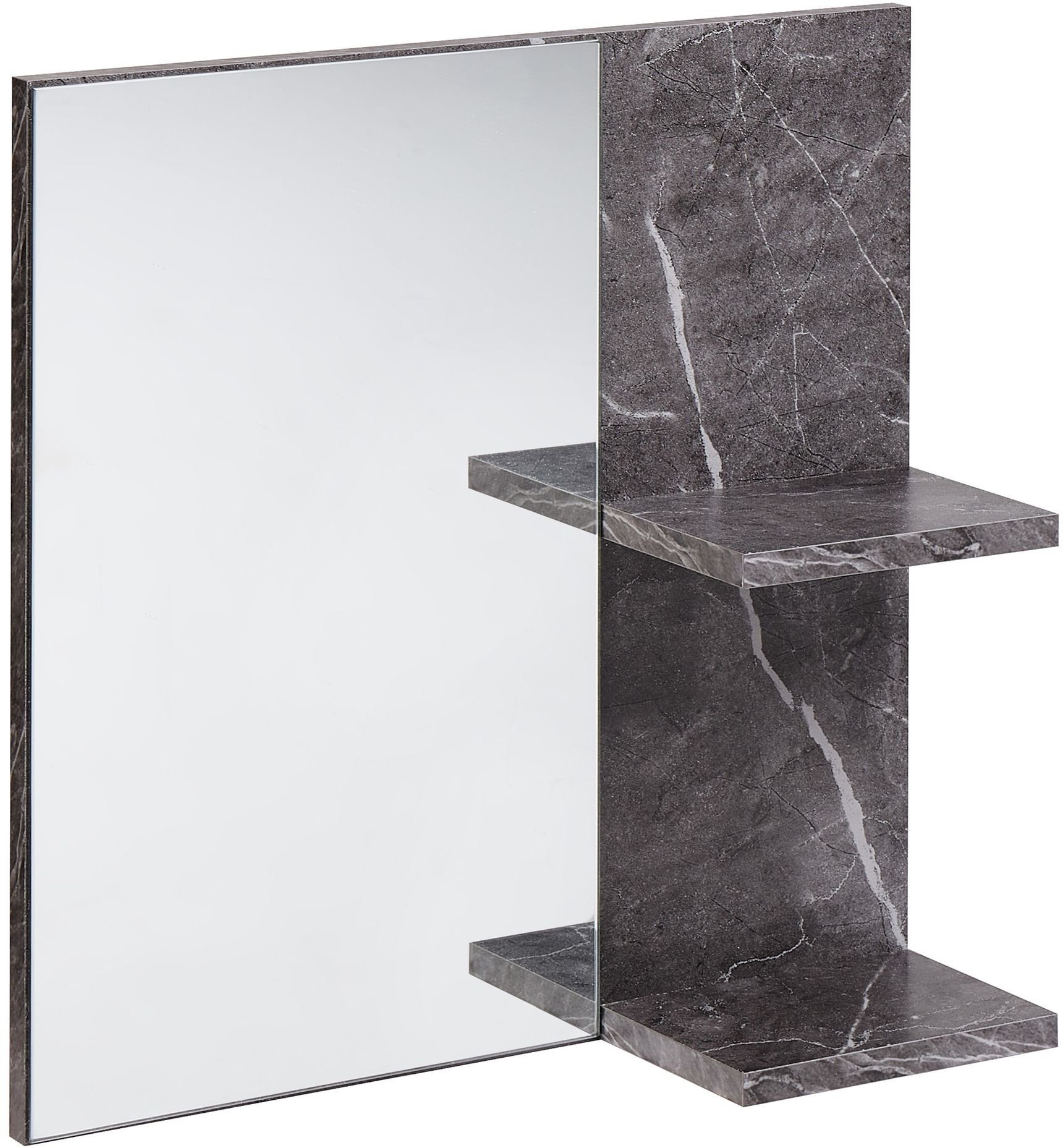 Lustro ścienne z półką PELOTAS 45 cm 45 cm Marmur/ czarny