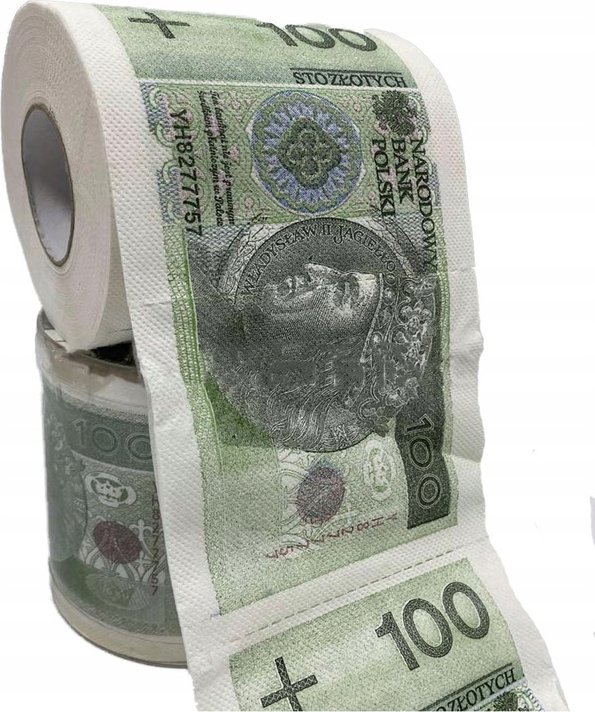 PAPIER TOALETOWY POLSKI ZŁOTY STÓWKA STO 100ZŁ BANKNOTY WYTRRZYMAŁY PREZENT