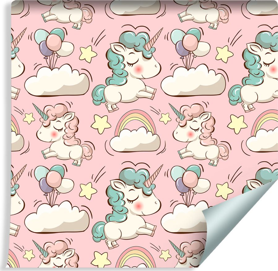 Muralo Tapeta Dla Dzieci - Jednorożce, Chmurki i Gwiazdki
