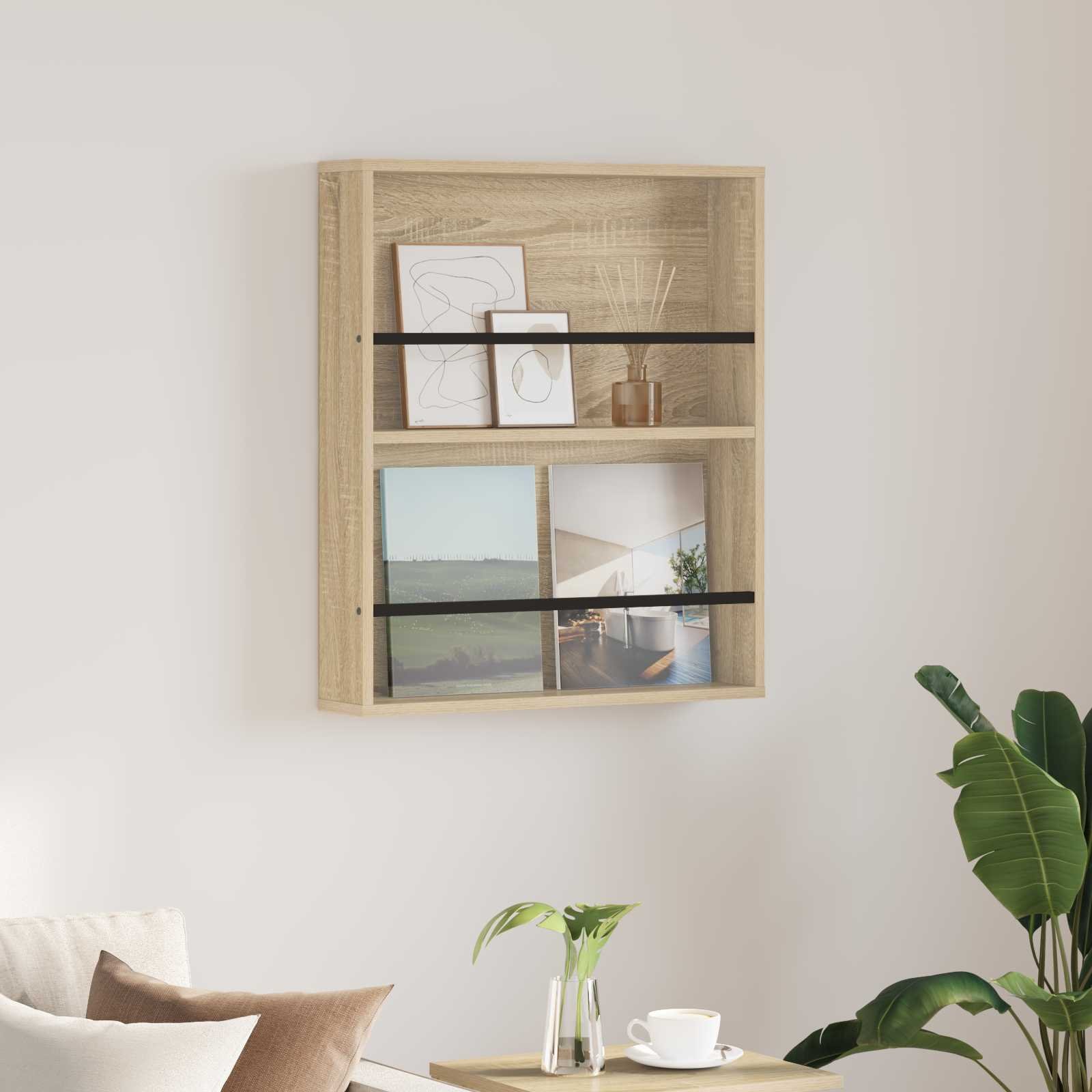 vidaXL Regał na gazety z półką dąb sonoma 60 x 12 x 70 cm