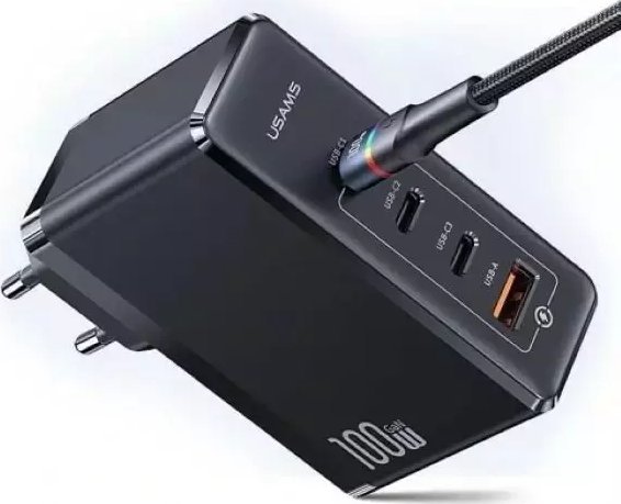 Ładowarka Usams Ładowarka sieciowa USAMS T50 3xUSB-C+1xUSB GaN 100W PD Fast Charge czarny/black (US-CC163)