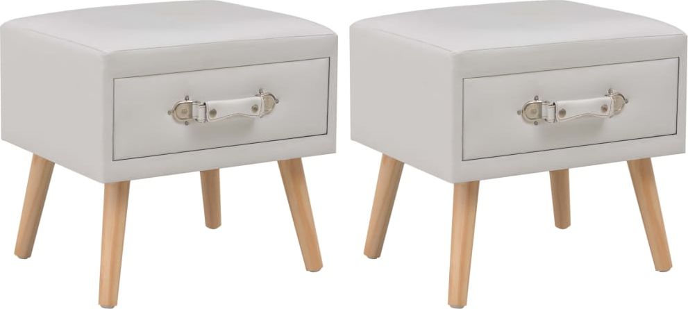 vidaXL Szafki nocne, 2 szt., białe, 40x35x40 cm, sztuczna skóra