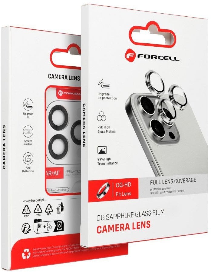 Szkło hartowane Forcell Premium do aparatu - do iPhone 15 Pro / 15 Pro Max Tytan Czarny