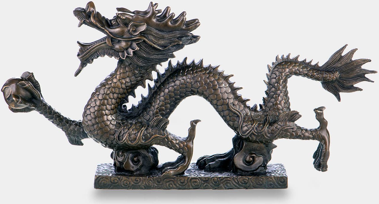rzezbyzbrazu Chiński Smok Średni Rzeźba z Brązu