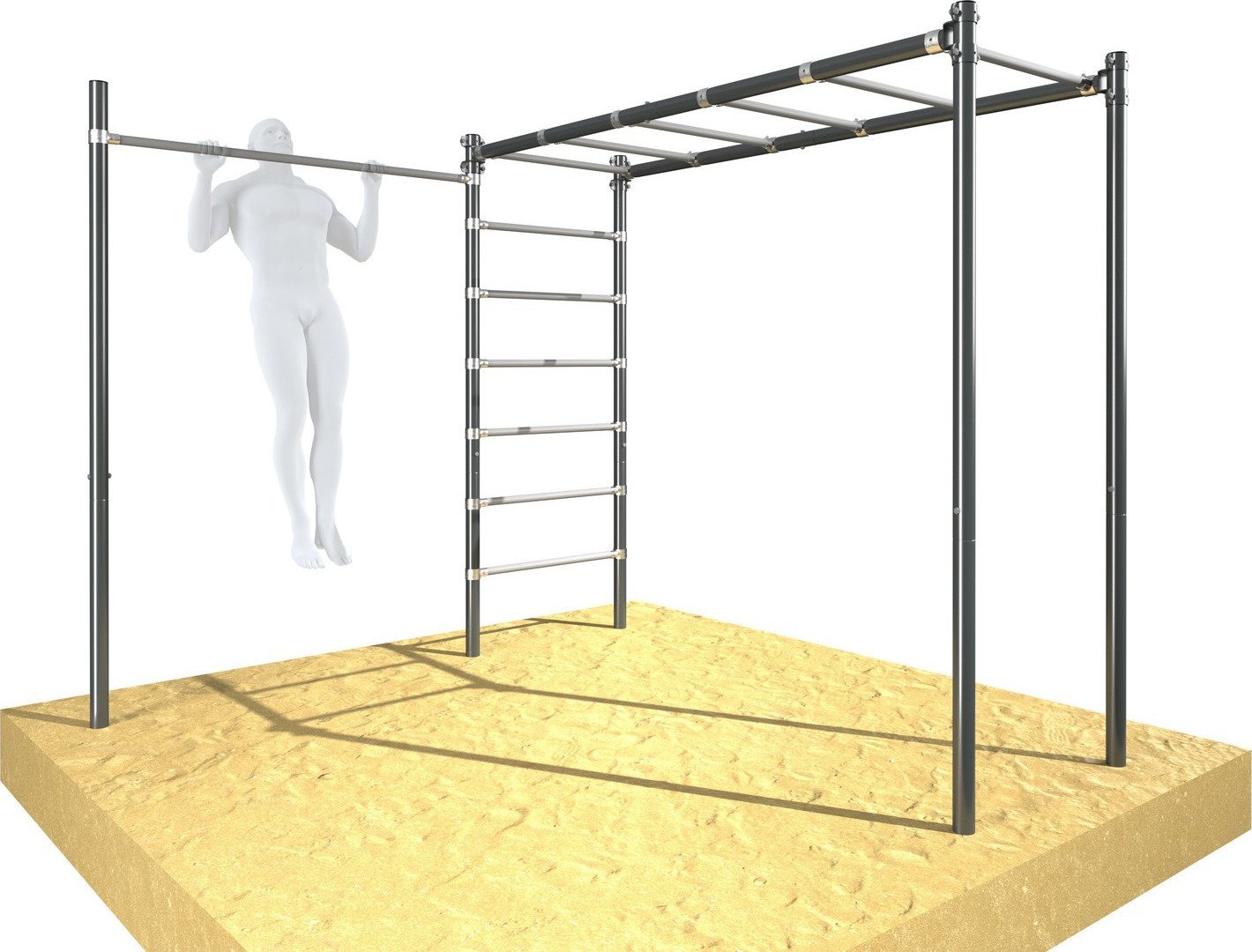 UnderFit Drabinka gimnastyczna ogrodowa pozioma i pionowa z drążkiem OCYNK Street workout UNDERFIT UF9886