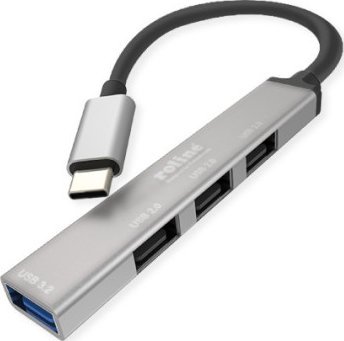 HUB USB Roline Koncentrator ROLINE USB 3.2 Gen 1, 4-kierunkowy, kabel połączeniowy typu C