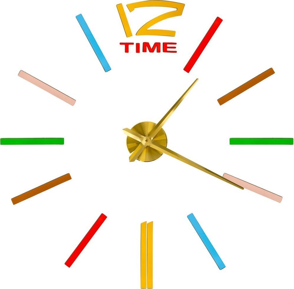 Static Control Zegar ścienny naklejany 1 cyfra 100-120 cm złote wskazówki kolorowy