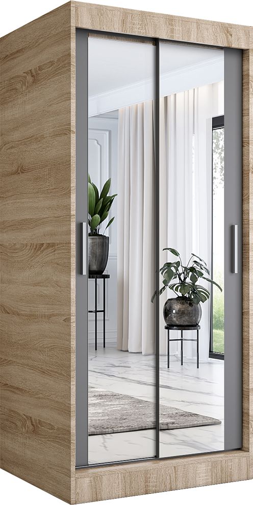 Elior Szafa przesuwna w kolorze dąb sonoma + antracyt - Edna 2X