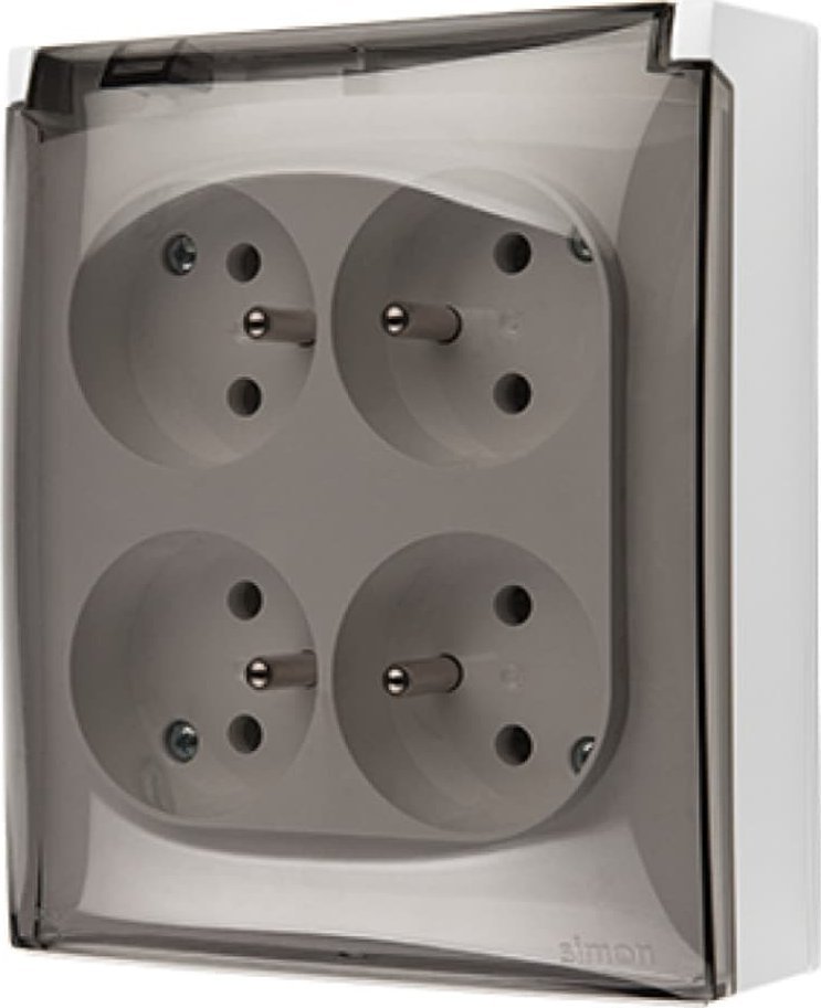 Kontakt-Simon Simon Aquaclick Gniazdo IP44, 4-krotne z uziem., klapka transparentna biały ACGZ4/11A