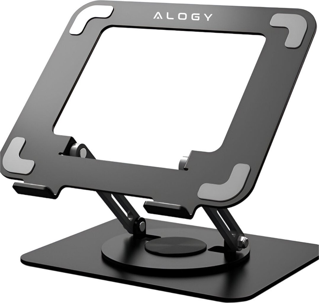 Alogy Stojak na laptopa Macbook'a 17 podstawka uchwyt stolik składany obrotowy 360 regulowany aluminiowy na biurko Alogy czarny