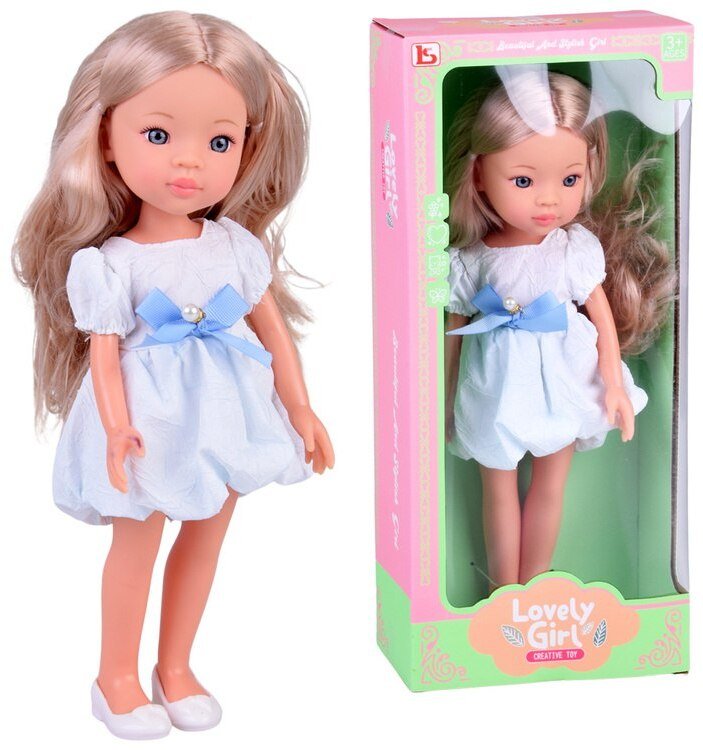 Jokomisiada Lovely Girl lalka blondynka z długimi włosami w białej sukience 33cm ZA5850 EDUKAMP