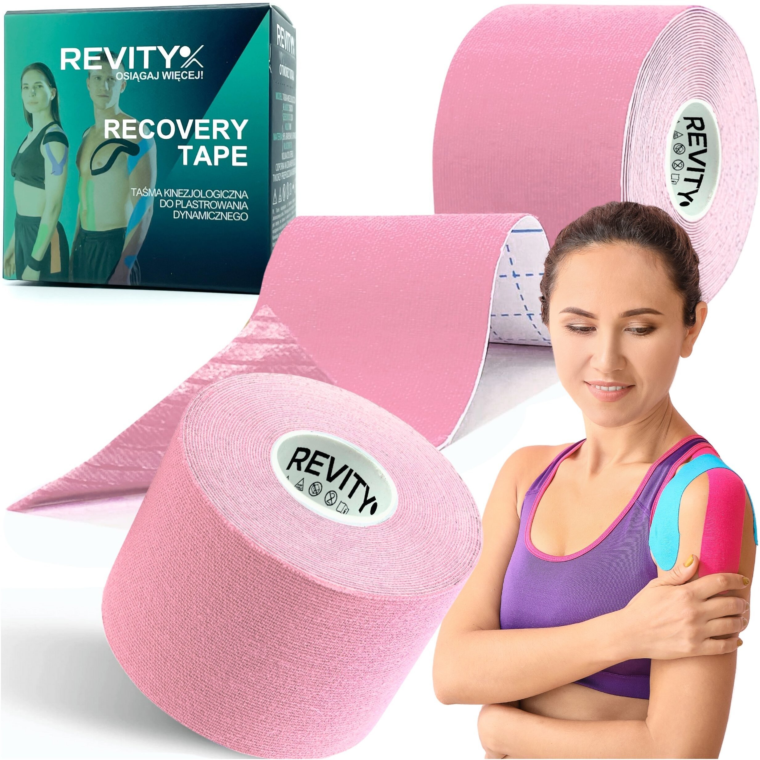 Revity Taśma kinesiology tape 5 cm x 5 m plastry medyczne 1 szt.