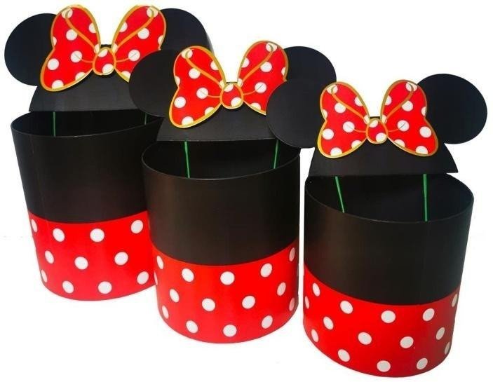 Pudełko Flower Box 3szt okrągłe Micky czerw ROZETT