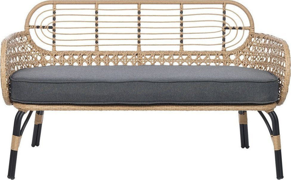 Beliani Sofa 2-osobowa z technorattanu naturalna PRATELLO
