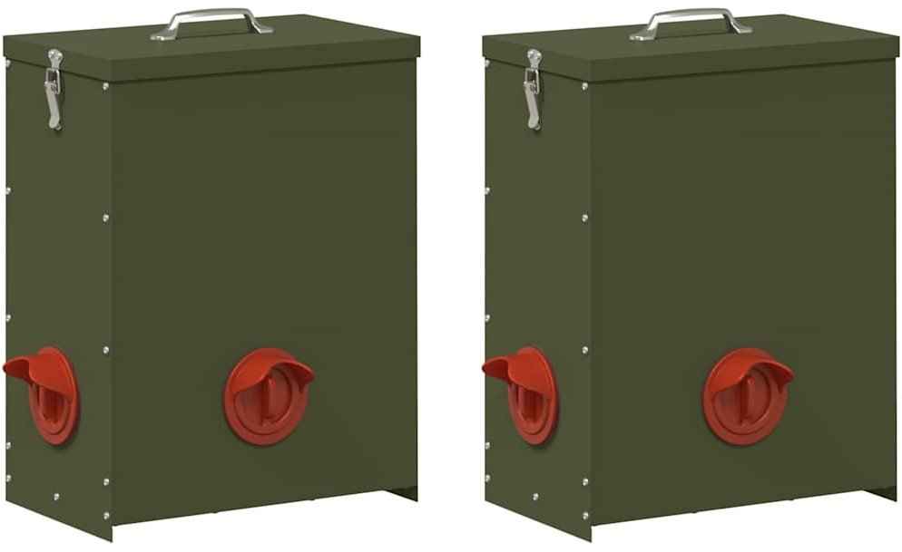 vidaXL Karmnik dla kur 2 pcs Zielony oliwkowy 32,5 x 20,5 x 43 cm