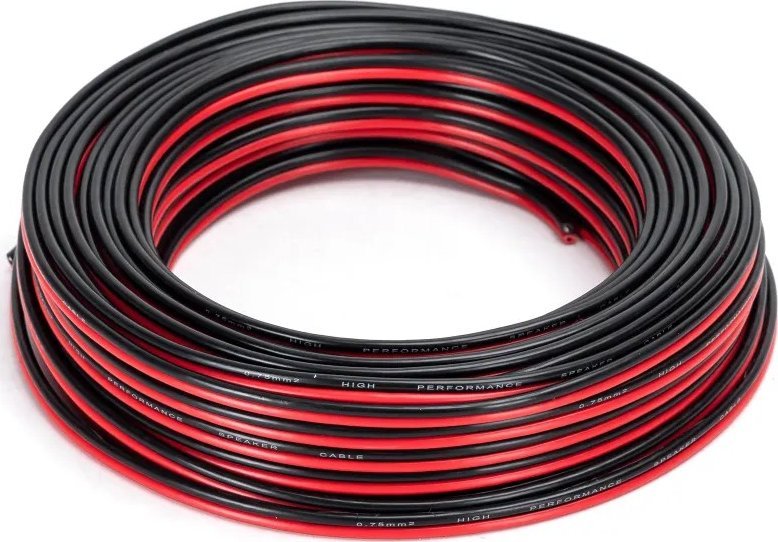 Aigostar Kabel audio 2G 0,75 mm 20 m, czerwono-czarny Kabel audio 2G 0,75 mm 20 m, czerwono-czarny