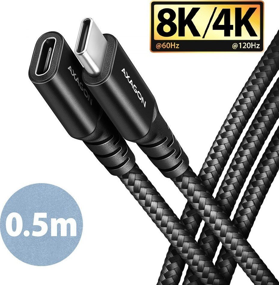 Kabel USB Axagon USB-C - USB-C 0.5 m Czarny (BUCM32-CF05AB)