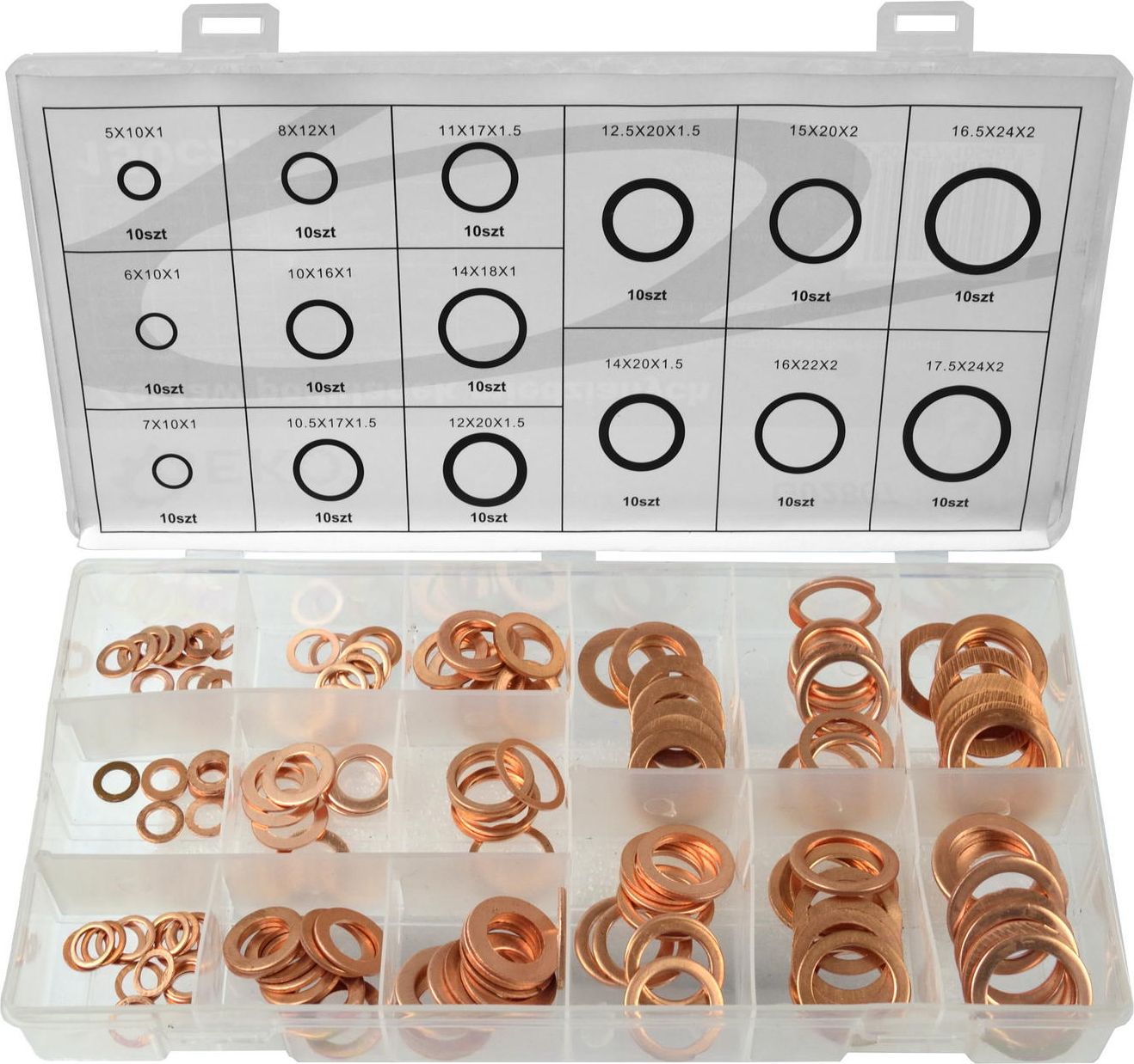 Geko zestaw podkładek miedzianych 150 sztuk (G02807)