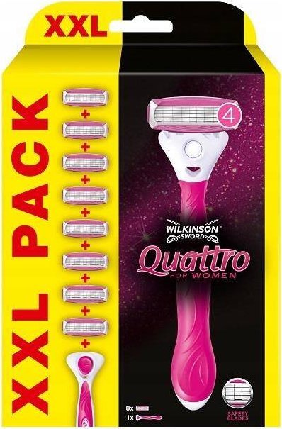 Wilkinson Quattro For Women maszynka do golenia z wymiennymi wkładami dla kobiet + 8 wkładów