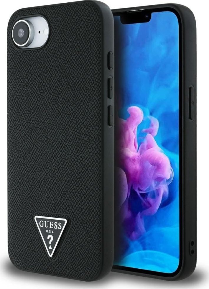 Case Guess Grained Triangle MagSafe for iPhone 16e black