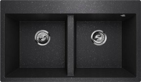 Zlewozmywak Lavello ZLEWOZMYWAK GRANITOWY 2 KOMORY LAVELLO ELLE 2.0 CZARNY GRAFIT