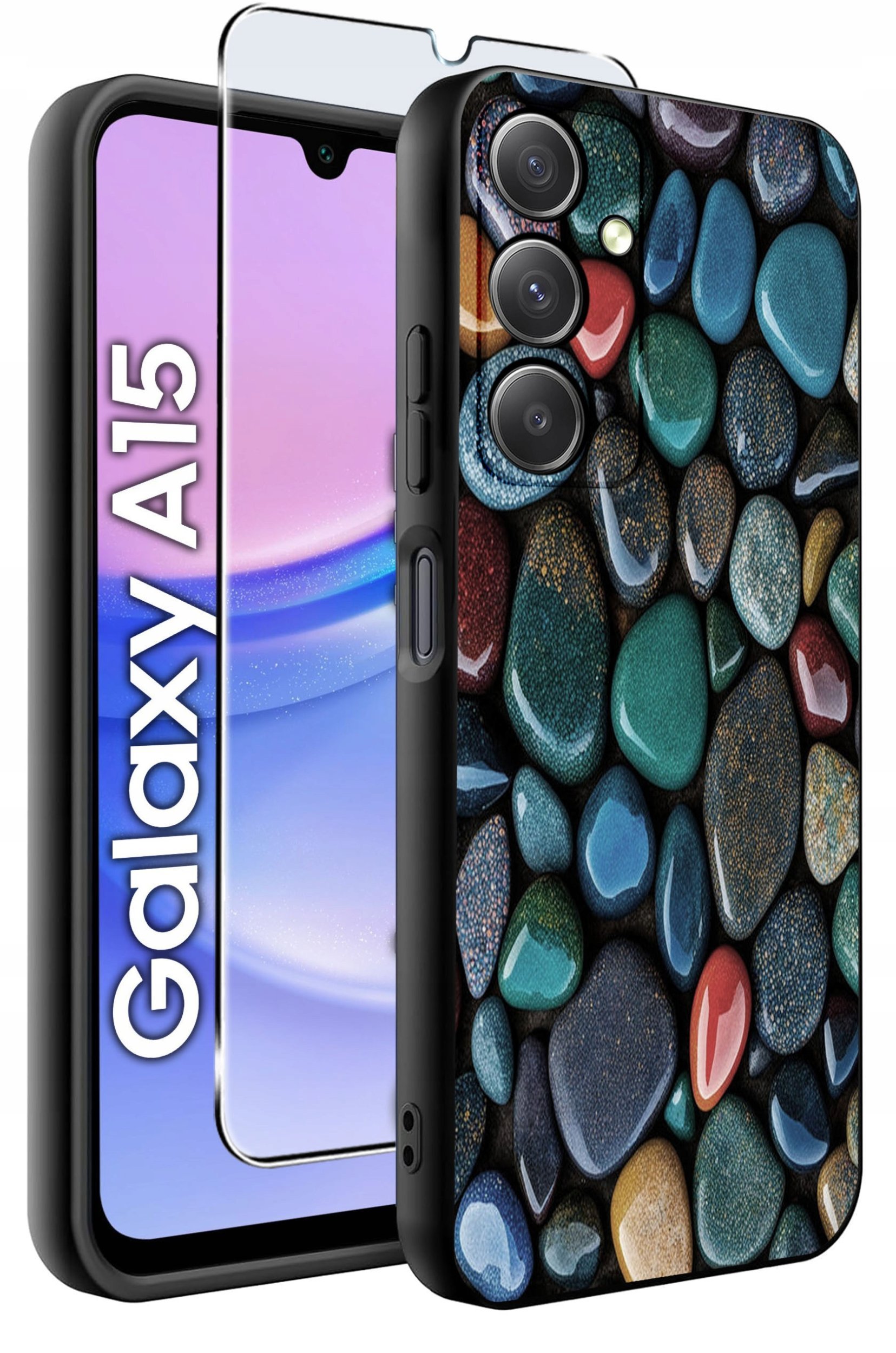 ETUI do Samsung A15 4G | 15 5G WZORY | SILIKONOWE MATT CASE + SZKŁO 9H