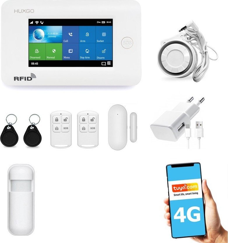 Huxgo Bezprzewodowy alarm GSM + WiFi HXA006 4G LTE z aplikacją TUYA SMART - C1