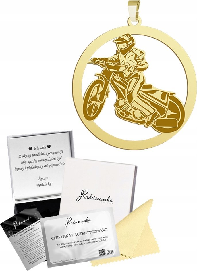 Radziszewska Złota Zawieszka Żużel Speedway Srebro 925 Prezent Biżuteria GRAWER GRATIS