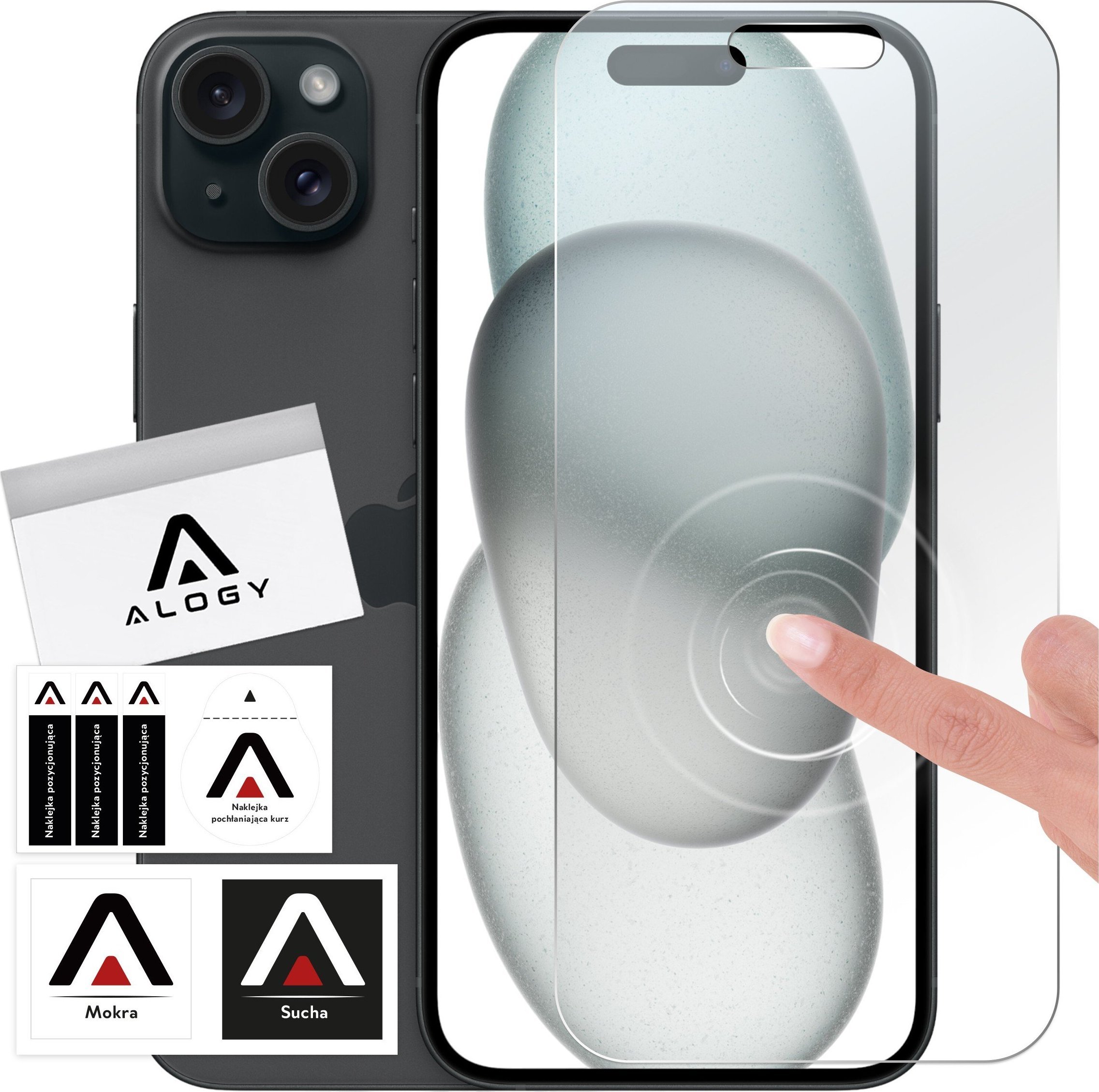 Alogy Szkło hybrydowe do Apple iPhone 15 Plus na ekran Alogy Flexi Glass 9H Case Friendly płaskie na ekran