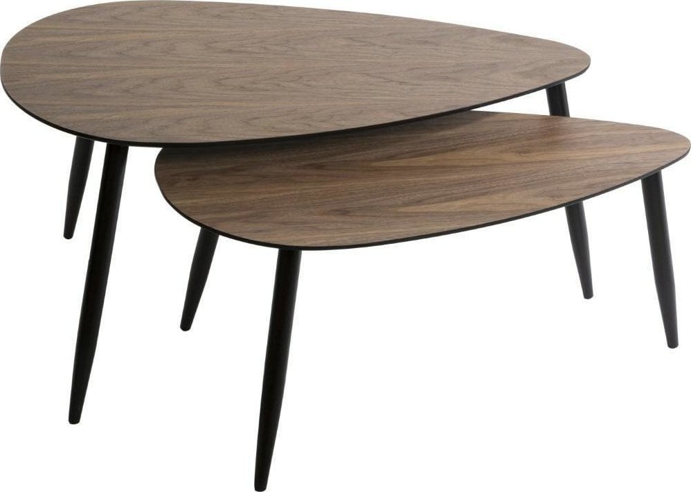 Atmosphera Zestaw 2 stolików kawowych MILEO, podłużny kształt, efekt drewna orzechowego