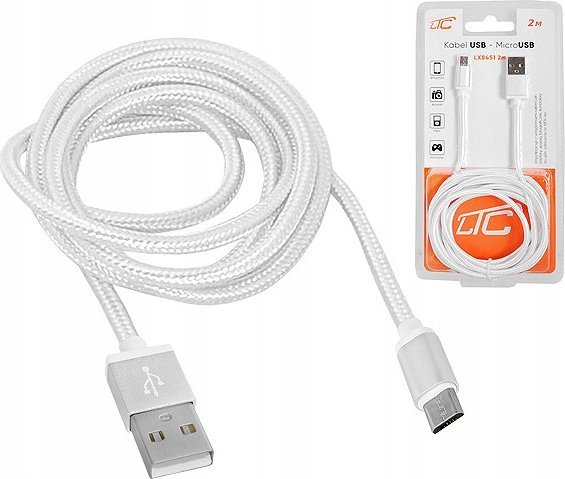 Kabel USB LTC microUSB - USB-A 2 m Biały (LX8451)