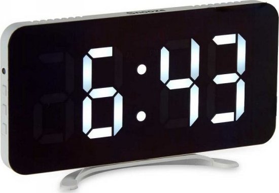 Gift Decor Cyfrowy Zegarek Stacjonarny Lustro Biały ABS (15,7 x 7,7 x 1,5 cm)