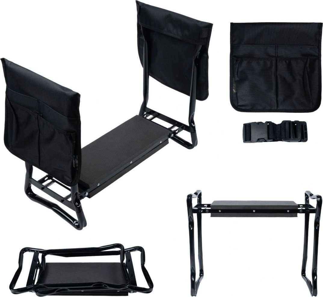 Klęcznik stołek składany do pracy w ogrodzie pas narzędziowy 2 przyborniki