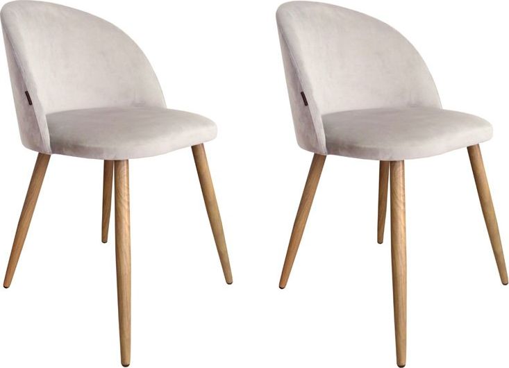 Atos Zestaw krzeseł CLAUDINE 2 VELVET 2 szt ecru/dąb