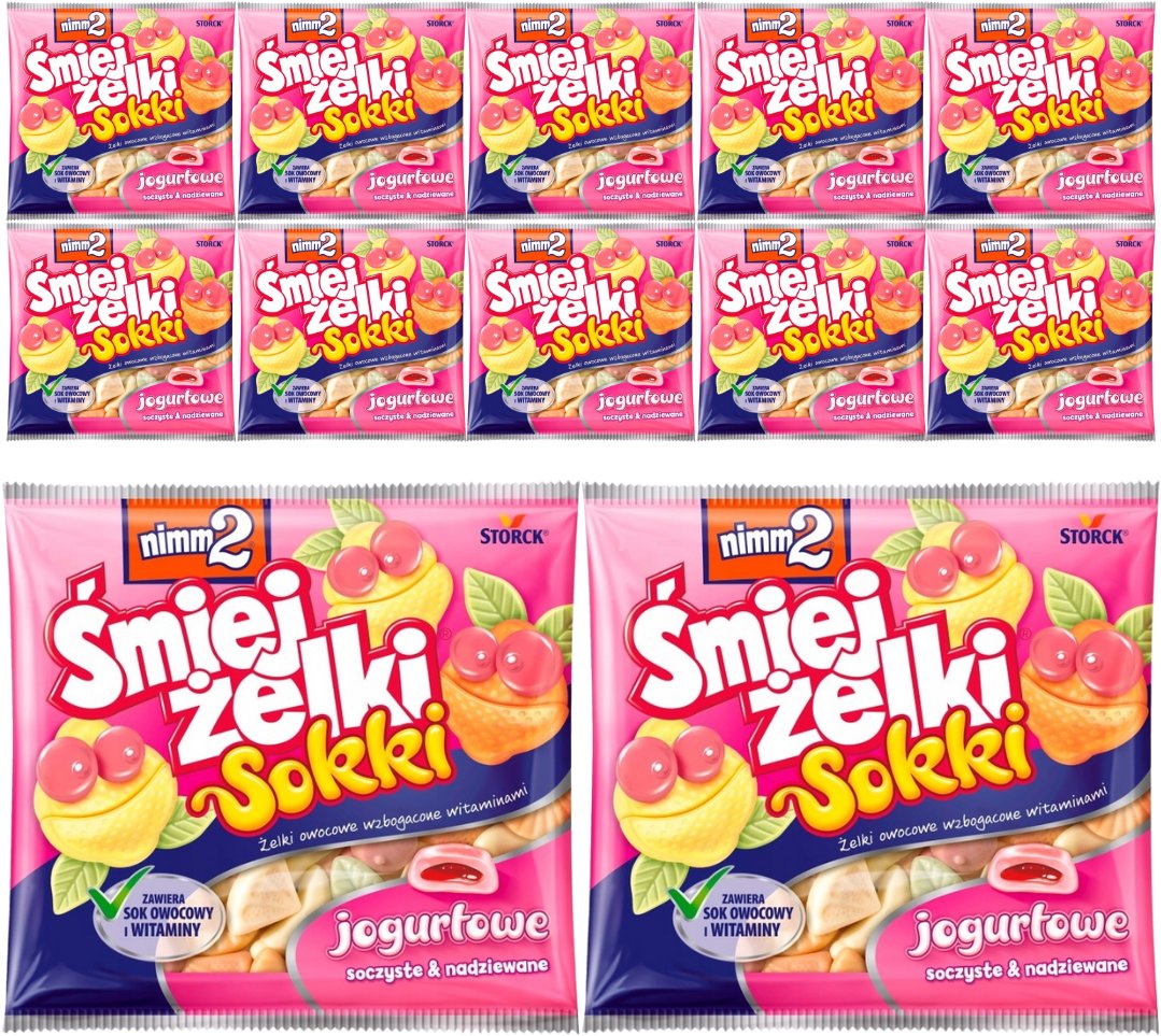 nimm2 Śmiejżelki Sokki jogurtowe Żelki owocowe wzbogacone witaminami 90 g x 12 sztuk