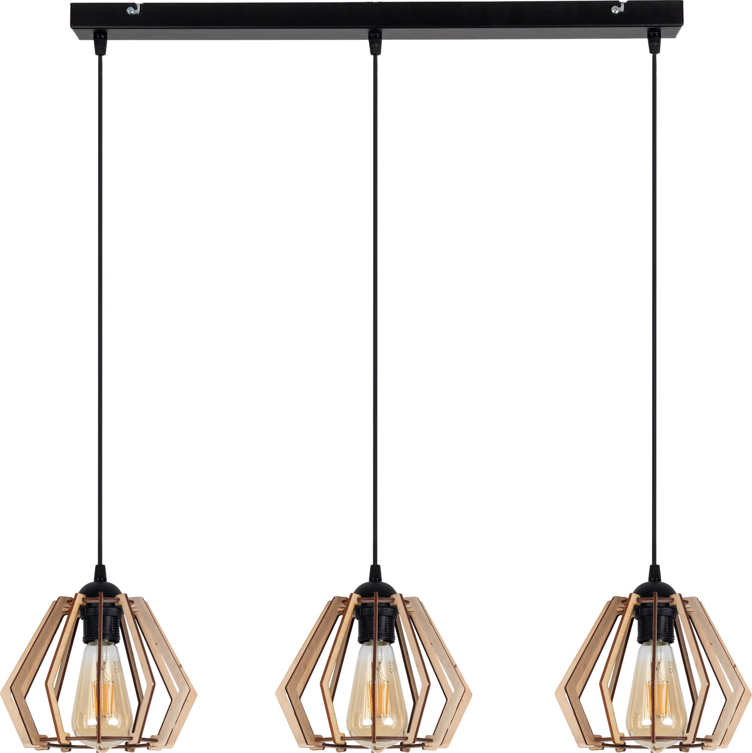 BELIS Lampa sufitowa BERGO żyrandol czarny drewno 3 x E27 0004