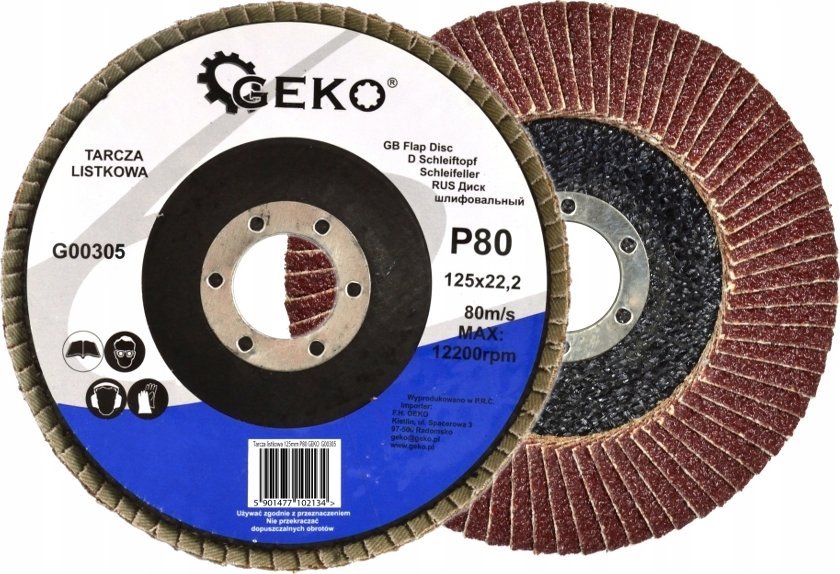 Geko Tarcza listkowa 125mm P80 GEKO (10/200)