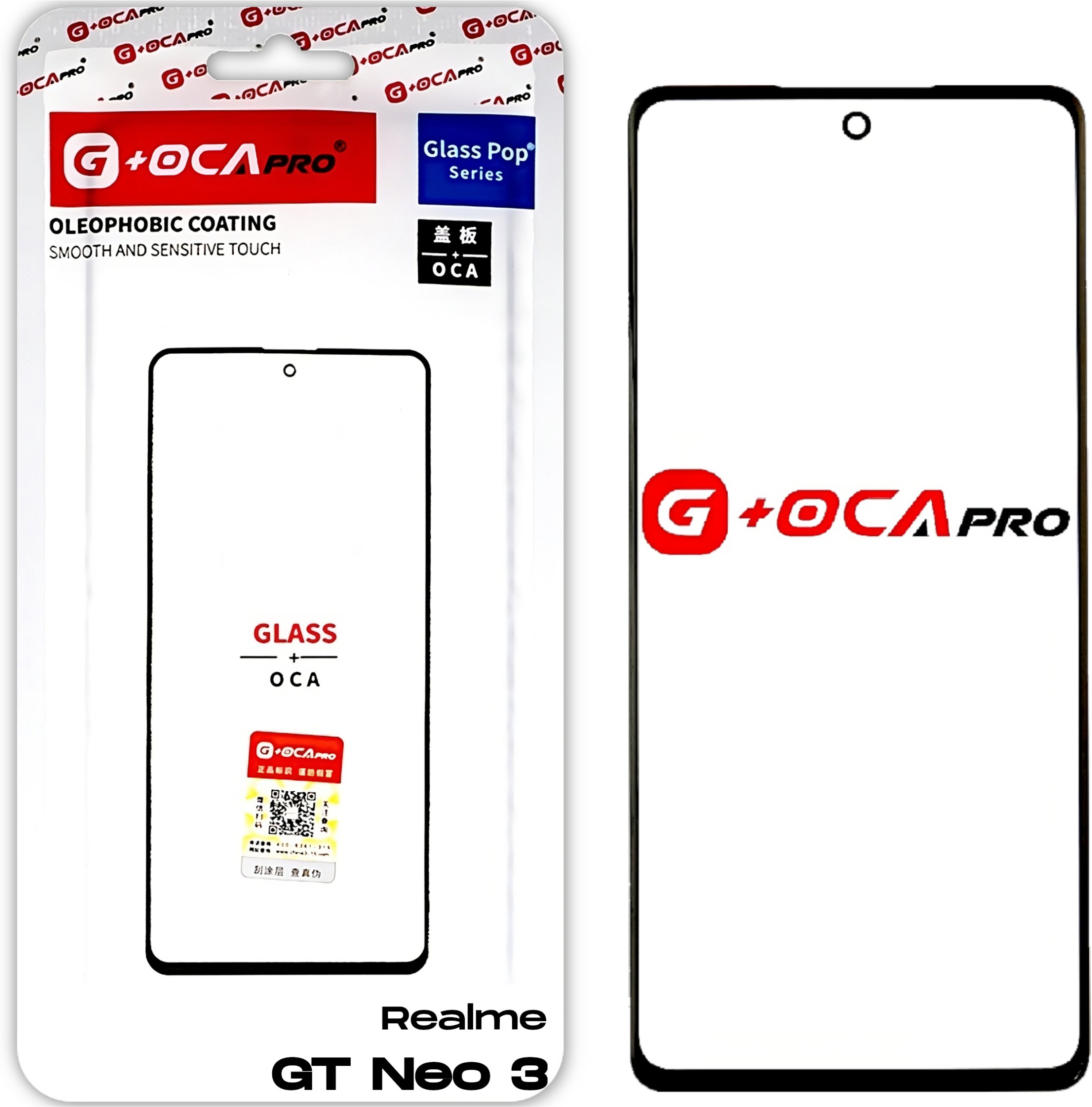 Realme GT Neo 3 Szyba z Klejem OCA do Refabrykacji Zbitego Ekranu