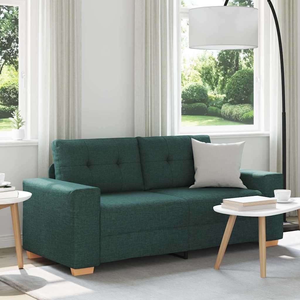 vidaXL Sofa dwuosobowa, ciemnozielona, 140 cm, tkanina