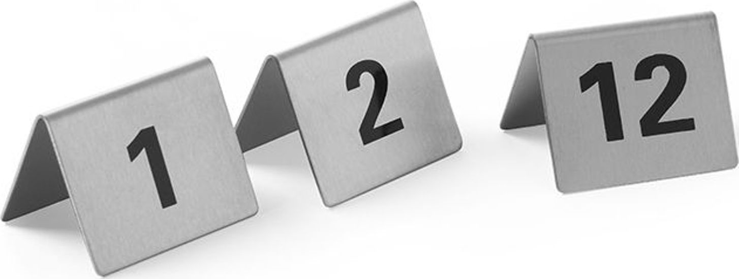Hendi Tabliczka informacyjna NUMER STOLIKA 1-12 stal nierdzewna zestaw 12szt. - Hendi 663844 Tabliczka informacyjna NUMER STOLIKA 1-12 stal nierdzewna